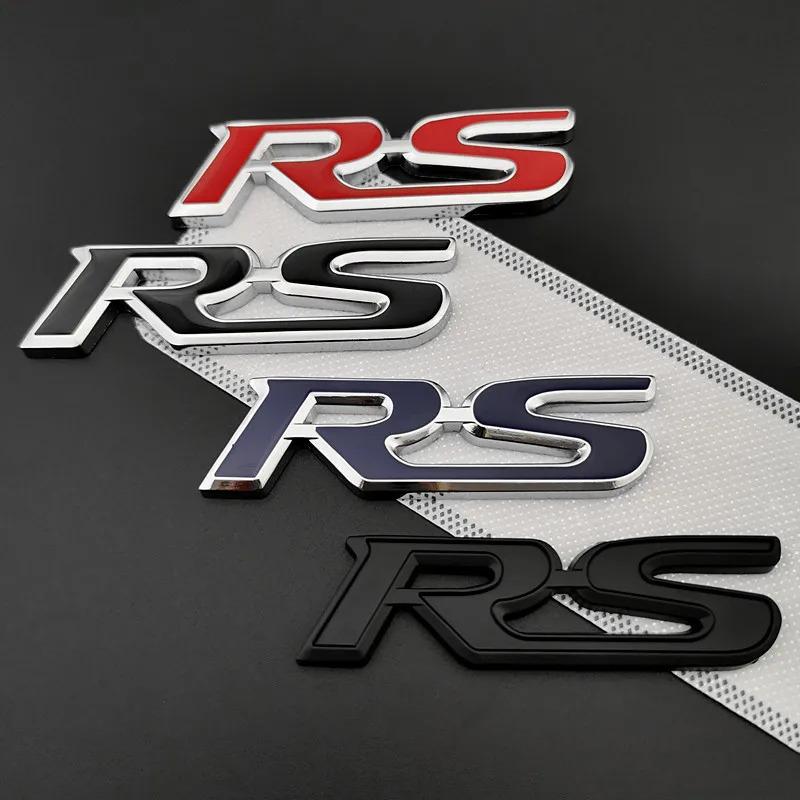 3d Metal RS Sticker Letters Logo Car Front Grille Rear Trunk Emblem Badge For Car Sport RS Sticker Acceessories