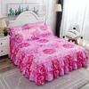Floral Printed Bedspread Bedskirts Set 3PCS Bed Fitted Sheet With 2 Pillowcases Soft Breathable Bed Mattress Cover Protector Mat
