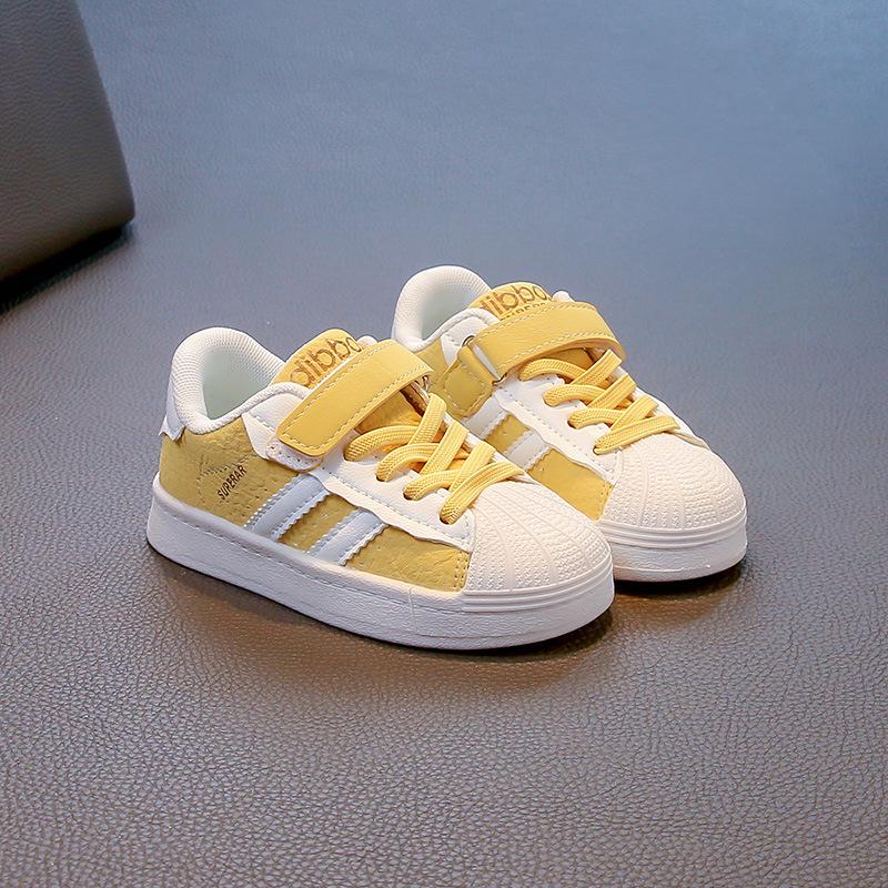 Children's Little White Shoes 2025 Autumn New Girls Shell Head Casual Board Shoes Soft Sole Boys Sports Shoes Baby Shoes