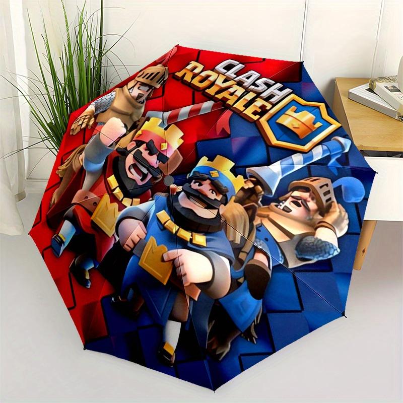 1pc Clash Royale Royal Battle Themed High-quality Umbrella,Automatic Opening and Closing Umbrella,Multi-functional Umbrella G0811071