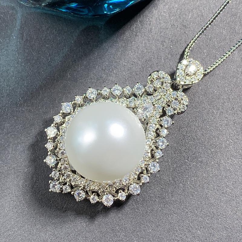 Ювелирные изделия Медное основание Позолоченная Эмаль Жемчуг Корейская версия Креативный кулон-подвеска с бриллиантами 16 мм