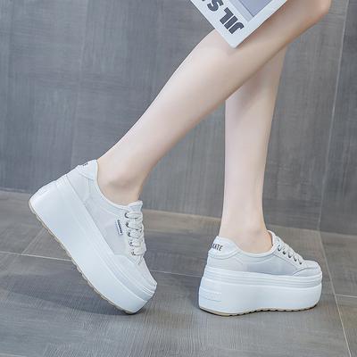 Модные фиолетовые 8 см сетчатые кроссовки с воздушной подкладкой на новой платформе, удобные, модные, дышащие, массивные, на шнуровке, на толстой подошве, повседневные туфли