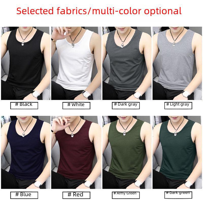 Мужская облегающая корейская спортивная безрукавка - дышащая, повседневная, однотонная рубашка с круглым вырезом