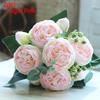 5-Stem Mini Peony & Phili-Boss Rose Korean-Style Small Bouquet – Artificial Floral Arrangement for Home Decor & Weddings