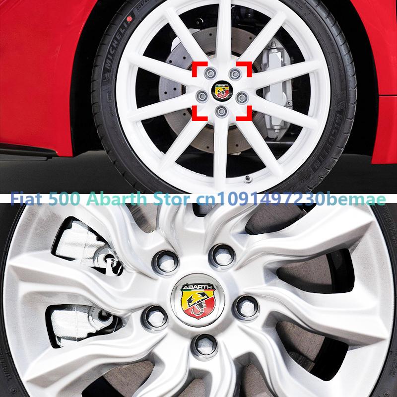 4pcs 56mm Wheel Center Hub Cap Emblem Badge Stickers Car Stying for Abarth 124 500 Grande Punto Spider 500C 595C 695C Evo