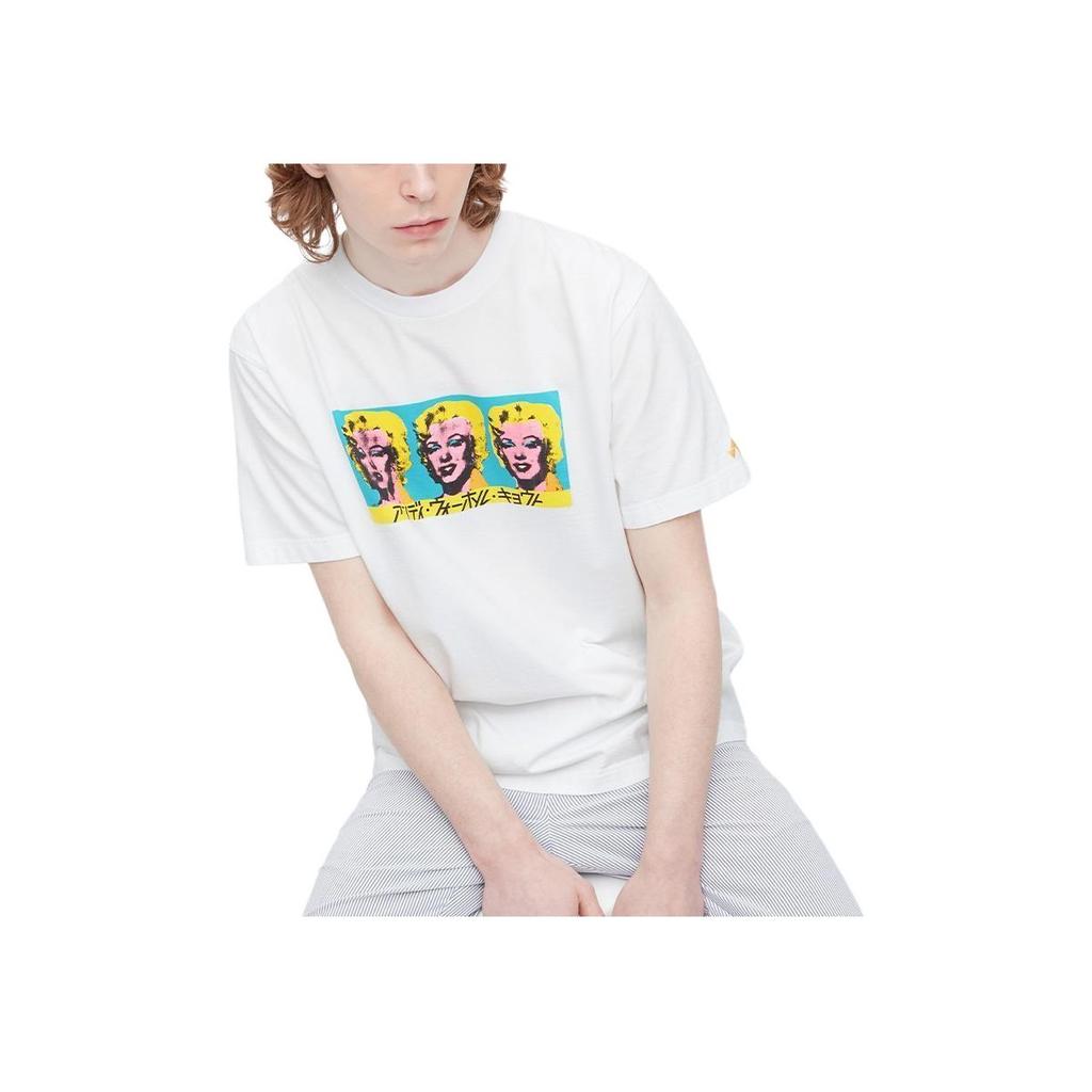Uniqlo Мужская футболка с принтом букв персонажей из серии Artist, с круглым вырезом, с коротким рукавом, Белый 449070-00