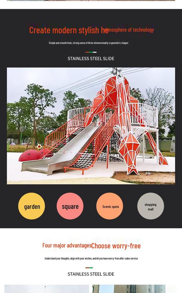 Large Stainless Steel Outdoor Slide for Children's Playgrounds