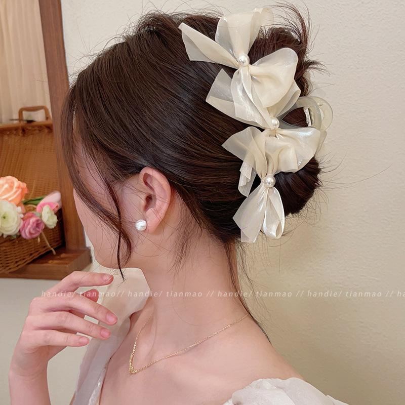 Элегантная заколка для волос с бантом и стразами, двухсторонняя заколка в виде акулы, корейские аксессуары для волос принцессы для женщин