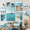 Blue Beach Ocean Poster Wooden Bridge Starfish Surfboard Decor Canvas Painting Living Room Interior Wall Art Picture Home Decor