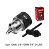 WISEUP 3/8"-24UNF 0.6-10mm Keyless Metal Drill Chuck,With Chuck Key,Convert Impact Driver Hammer and Wrench To Electric Drill