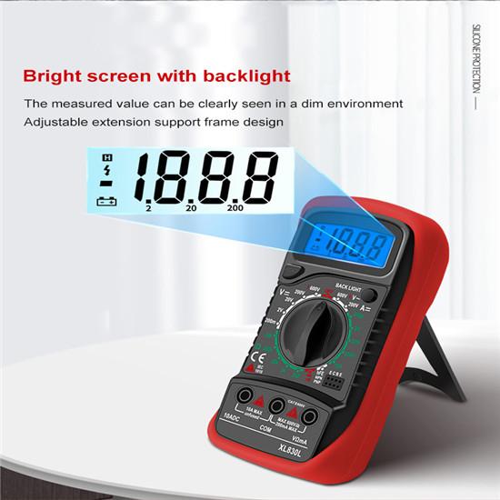 XL830L Ручной цифровой мультиметр с ЖК-подсветкой Портативный амперметр переменного/постоянного тока Вольтметр Ом Тестер напряжения Multimetro
