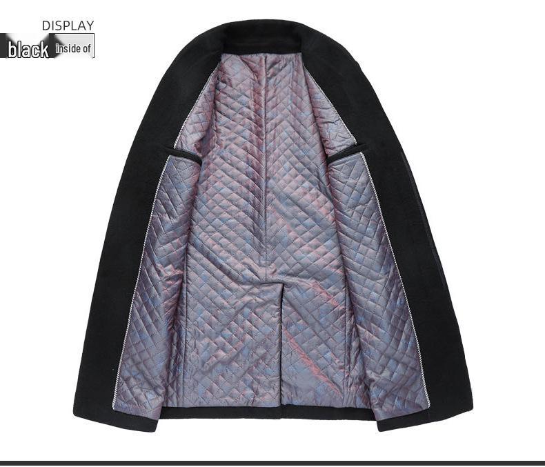 Middle-Aged Men's Korean Style Slim-Fit Woolen Overcoat for Autumn and Winter