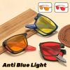 Stylish Portable Folding Glasses Orange-Red Lenses Ultra-Lightweight Classic Anti-Blue Light Protective Eyewear Unisex