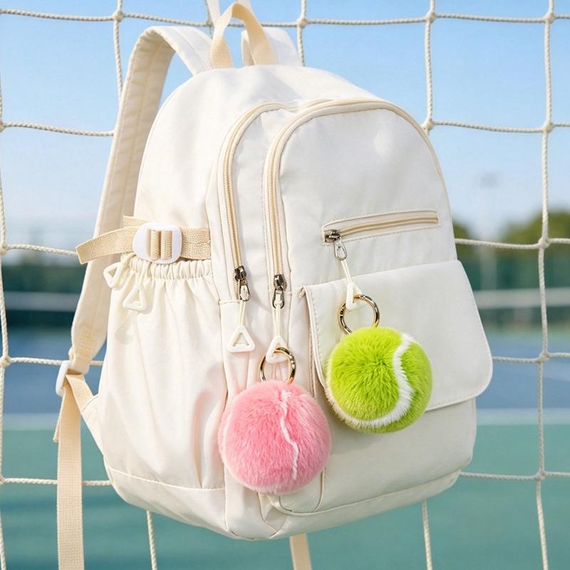 Real Rex Rabbit Fur Small Tennis Ball Car Keychain Fur Pendant Ins Internet Celebrity Bag Cute Plush Pendant Gift less