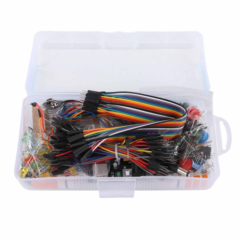 Комплект электронных компонентов Starter Fun Assortment 830 точек соединения Макетная плата Резистор Конденсатор Диод 