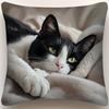 1 шт. наволочка в стиле ретро с белым котом-смокингом - односторонняя печать, молния