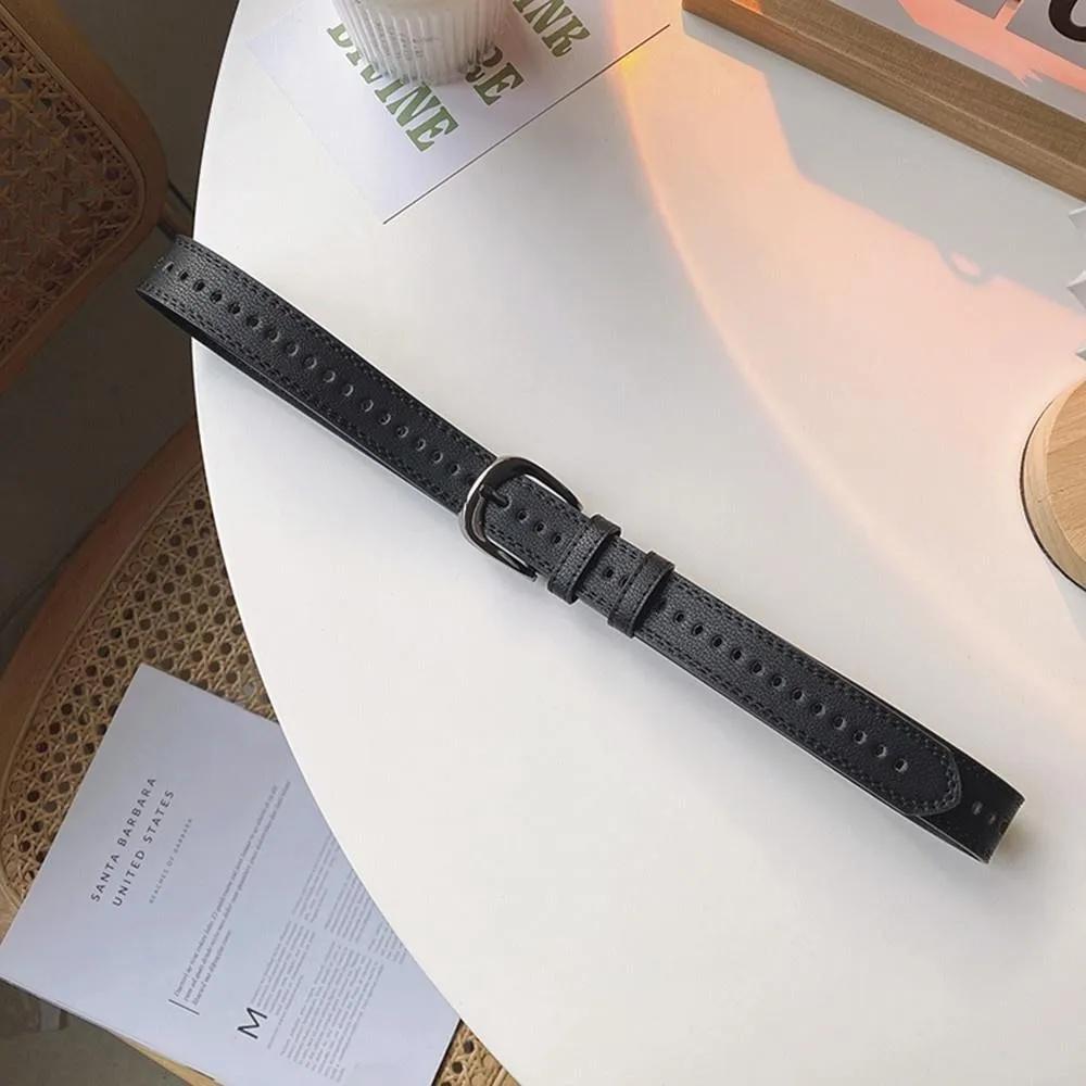 1 шт. Корейская версия, универсальный ретро-ремень для джинсов с пряжкой, с отверстиями по всему телу, модный простой ремень, аксессуар для костюма.