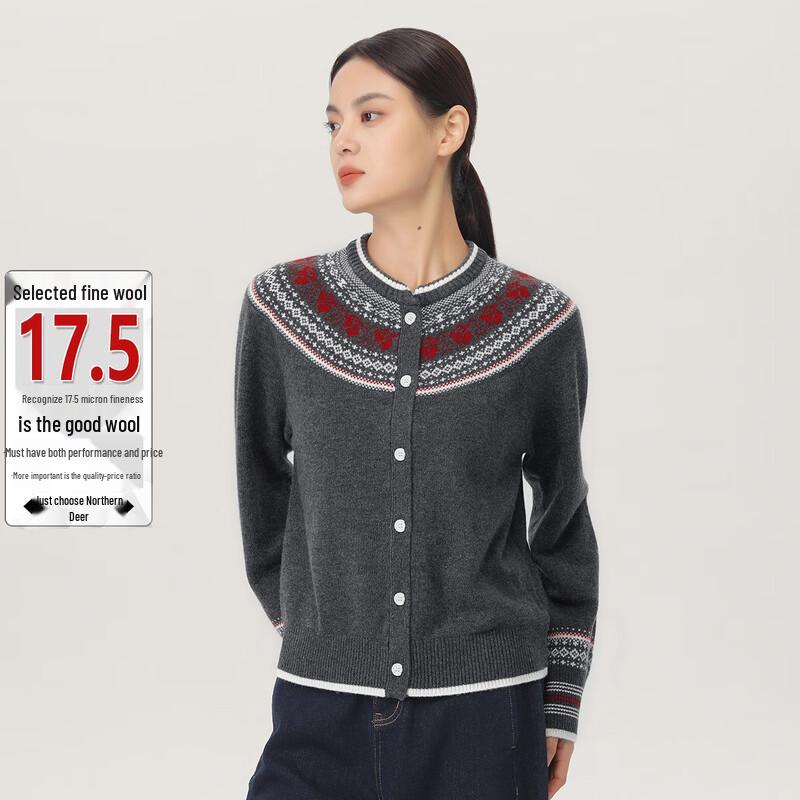 Beifanglu Fair Isle Jacquard Wool Cardigan