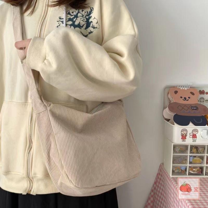 Сплошная вельветовая сумка через плечо, модная корейская повседневная сумка на плечо, большая вместительная женская сумка в ленивом стиле