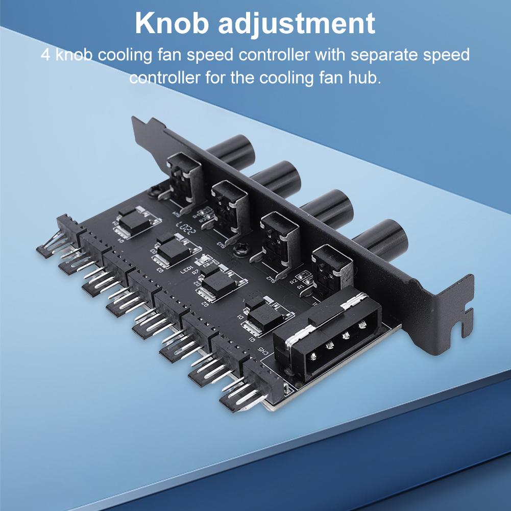 Хаб для вентиляторов корпуса ПК Адаптер SATA/4-pin 8-канальный ШИМ-хаб Контроллер скорости вентиляторов охлаждения 4 ручки Хаб для вентиляторов охлаждения корпуса ПК
