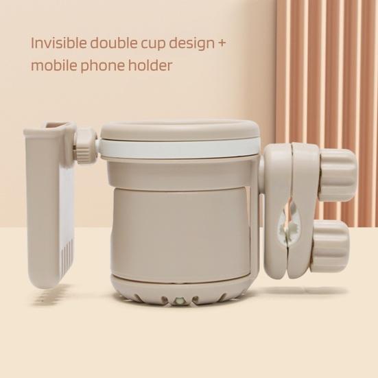 Выдвижной держатель для стакана для коляски с кронштейном для телефона 3 в 1, нескользящий, прочный держатель для коляски, вращающийся на 360 градусов, держатель для напитков