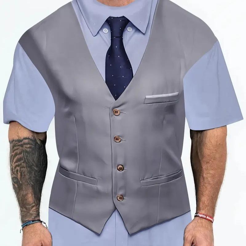 7XL Plus Size Летние модные повседневные спортивные мужские свободные футболки с круглым вырезом и принтом из двух частей с короткими рукавами