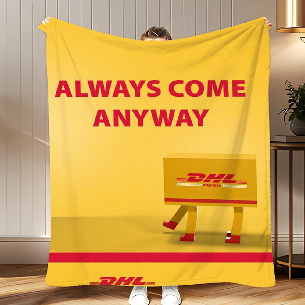 Популярный логистический бренд DHL Express Мягкое коралловое флисовое одеяло-плед 310 г/м² Пушистое теплое одеяло для дивана кровати диванчика декора спальни