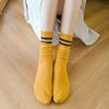 College Style Striped Women Socks Solid Black White Long Sock for Women Japanese Cute Vintage Stockings