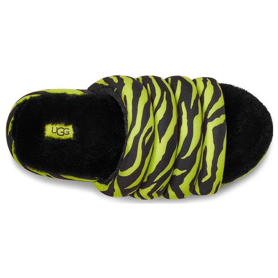 UGG Тапочки женские макси-тапочки из ткани тигровая полоска на толстой подошве лайм 1127075-KLM