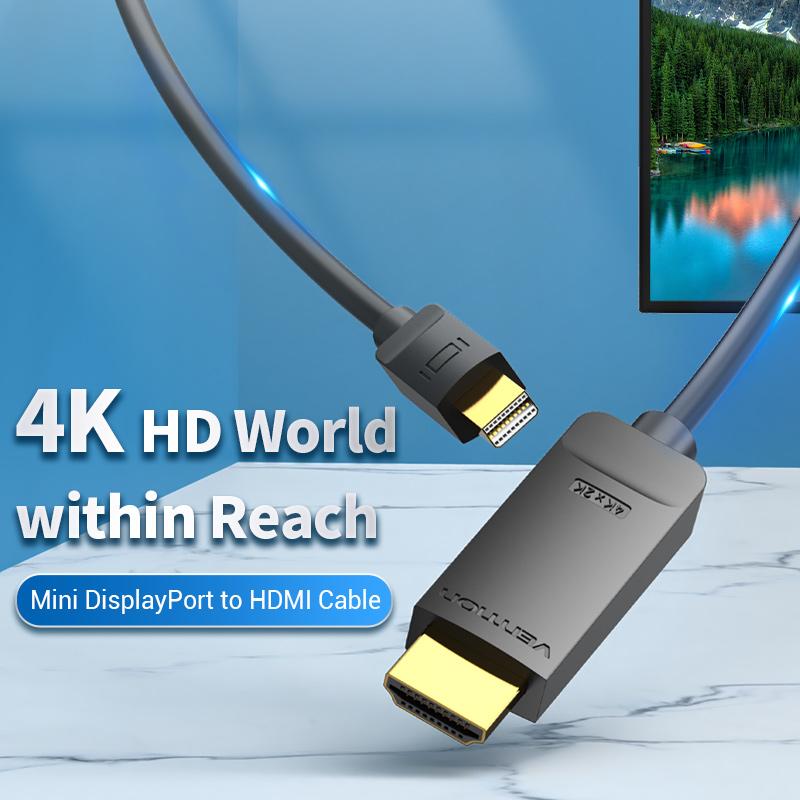 Кабель Vention Mini DisplayPort-HDMI 4K HD Thunderbolt 2 HDMI-кабель-конвертер для телевизора MacBook Air 13 iMac Mini DP-кабель HDMI