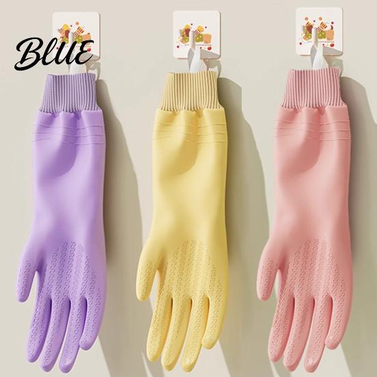 Thermal Kitchen Gloves Fleece Lined Dishwashing for Housework, Waterproof PVC Rubber Cleaning Gloves, Anti-slip Housework Grip Warm Velvet Lining