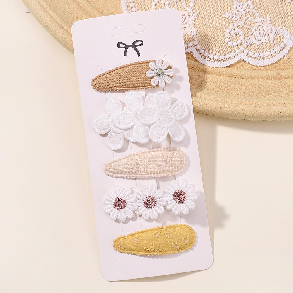 Детский набор свежих заколок для волос Цветочный принт Милые заколки-бабочки Детские зажимы для челки BB Аксессуары для девочек Головные уборы