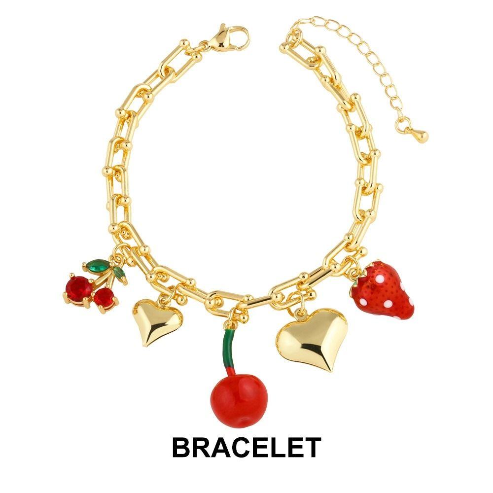 Fruit Series Strawberry Necklace Retro European Style Pitaya Chain Choker Summer Fruit Party