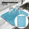 Countertop Placemat Silicone Dish Drying Mat, Heat Resistant Kitchen Counter Mat Waterproof Utensil Drainer for Dining Table, Compact Storage