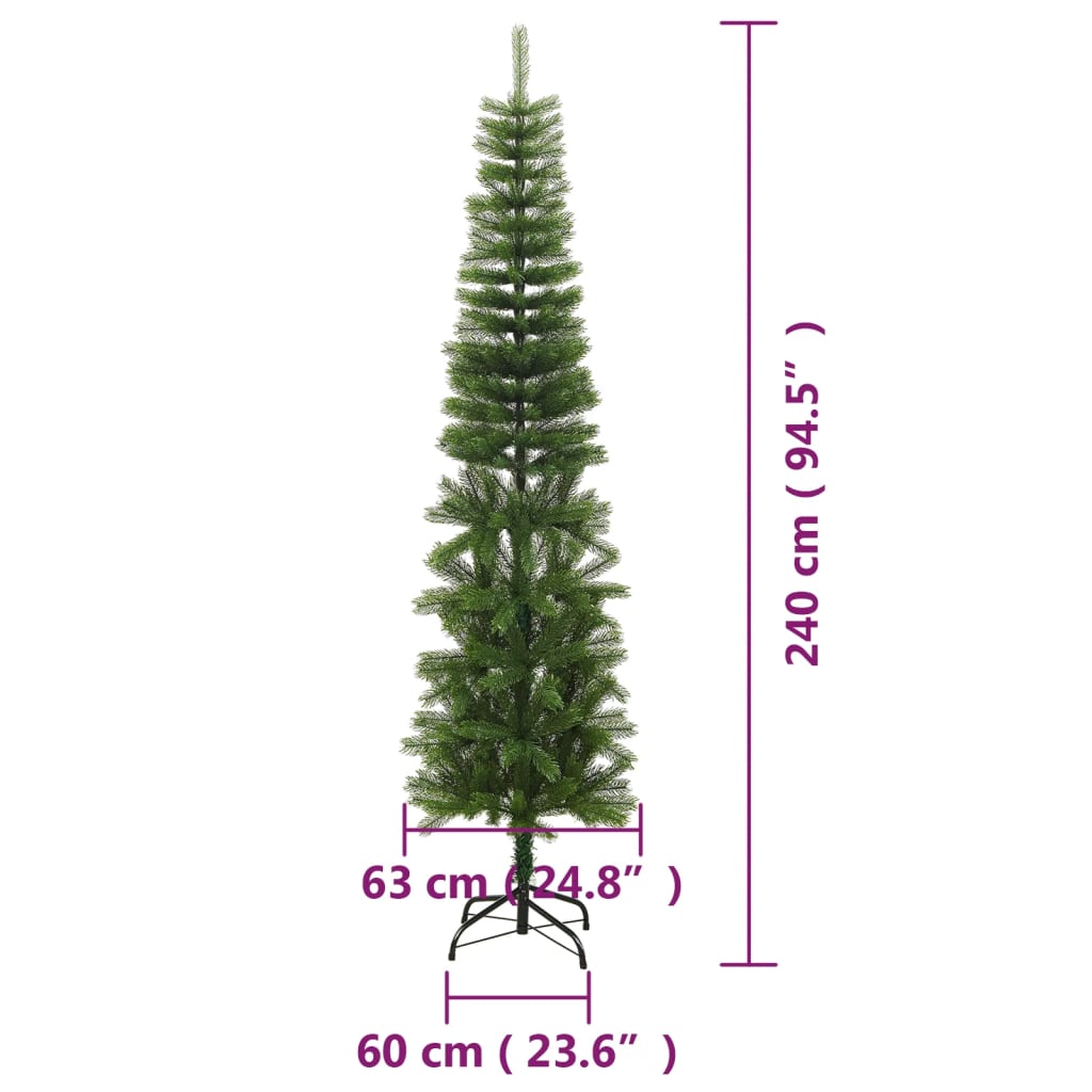 Artificial Christmas Tree with Stand Slim Design 240 cm PE