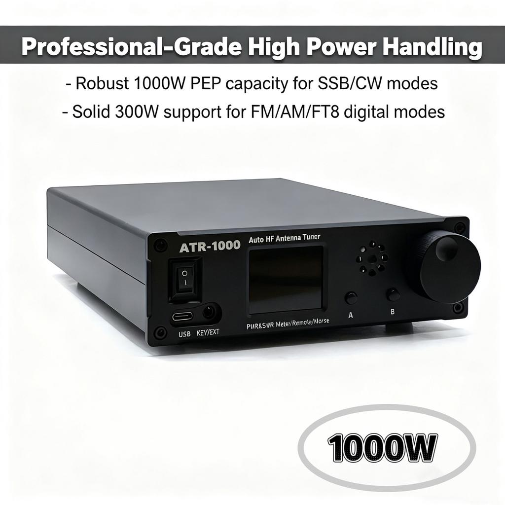 AMNVOLT ATR1000 1000 Вт 1,8-30 МГц Автоматический антенный тюнер 3 режима Полнодиапазонный радиоприемник Мини-радиооборудование Для YAESU ICOM