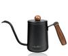 +kuRo Кофейник, капельный горшок, 600 мл, подходит для открытого огня, стильный, капельный, для 2–3 человек, с крышкой, узкое горлышко, для кемпинга, для улицы (черный)
