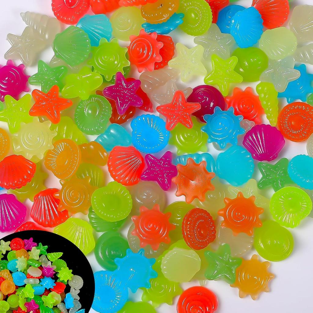 100 Pcs Glow in The Dark Rocks, Mixed Color Aquarium Glow Stones Rocks Luminous Pebbles Outdoor Decorations Stones Pebbles Glowing Stone for Fish