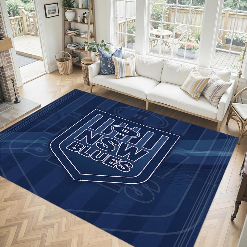 NSW Blues Design Crystal Velvet Carpet Cozy Non?Slip Printed Rug For Bedroom Living Room Entrance