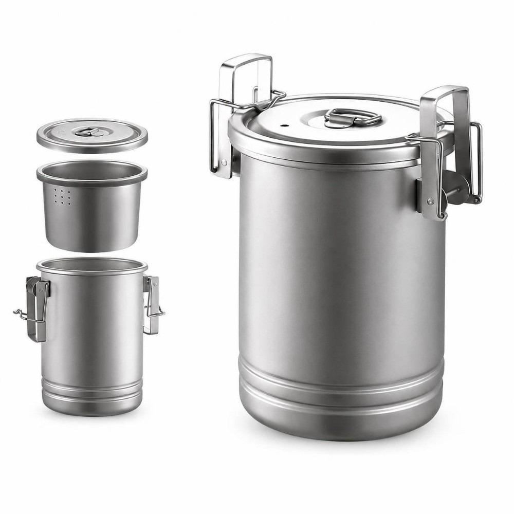 With Lid Outdoor Cooking Pot Steamer Function 304 Stainless Steel Canister Hiking