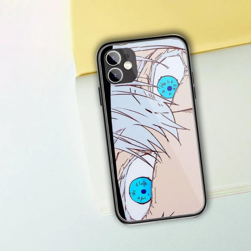 Cartoon Anime Jujutsu Kaisen Phone Case For IPhone 13 12 11 XS X 8 7 6 Plus Mini Pro Max SE 2022 Black PC TPU Glass Phone Cover