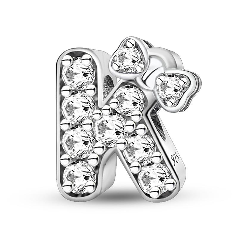 Медные Шармы-Бусины Серии Писем с Узлом-Бабочкой и Цирконами, Подходят для Оригинального Браслета Пандора, Браслета-Бенгла, DIY Ювелирные Изделия для Женщин, Подарок