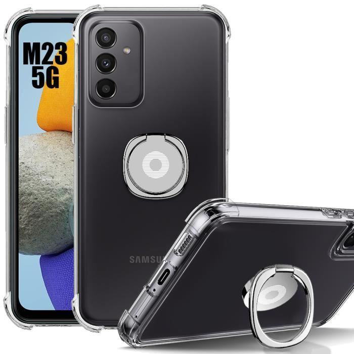 Protective Case - BOOLING - for Samsung Galaxy M23 5G - Transparent Silicone - Shockproof - Adjustable Stand