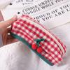 Cute Plaid Pencil Case Sweet Cosmetics Zipper Bag Kawaii Travel Toiletry Pockets  Travel