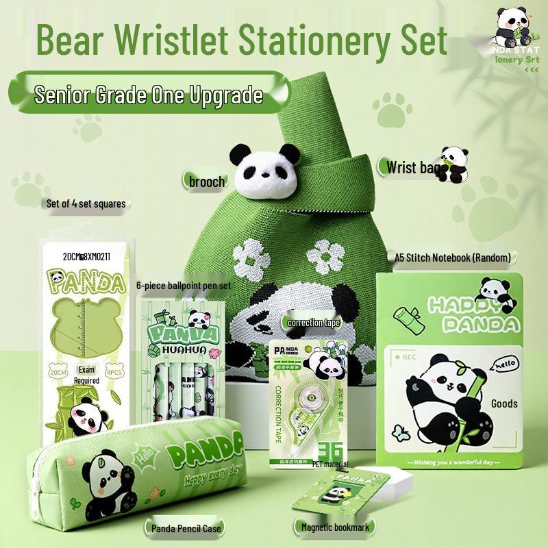 Подарочный набор канцелярских принадлежностей с пандой для школьников: Идеально подходит для обучения, призов в классе, корпоративных подарков или сувениров на день рождения.