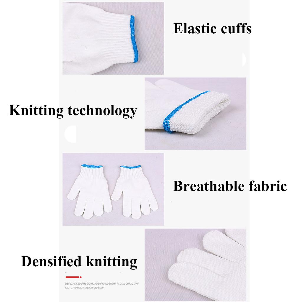 12pcs Construction Site Work Safety Gloves Cotton Yarn Cotton Thread Cotton Yarn Labor Nylon Warm Thick Wear-resistant Labor Protection Gloves