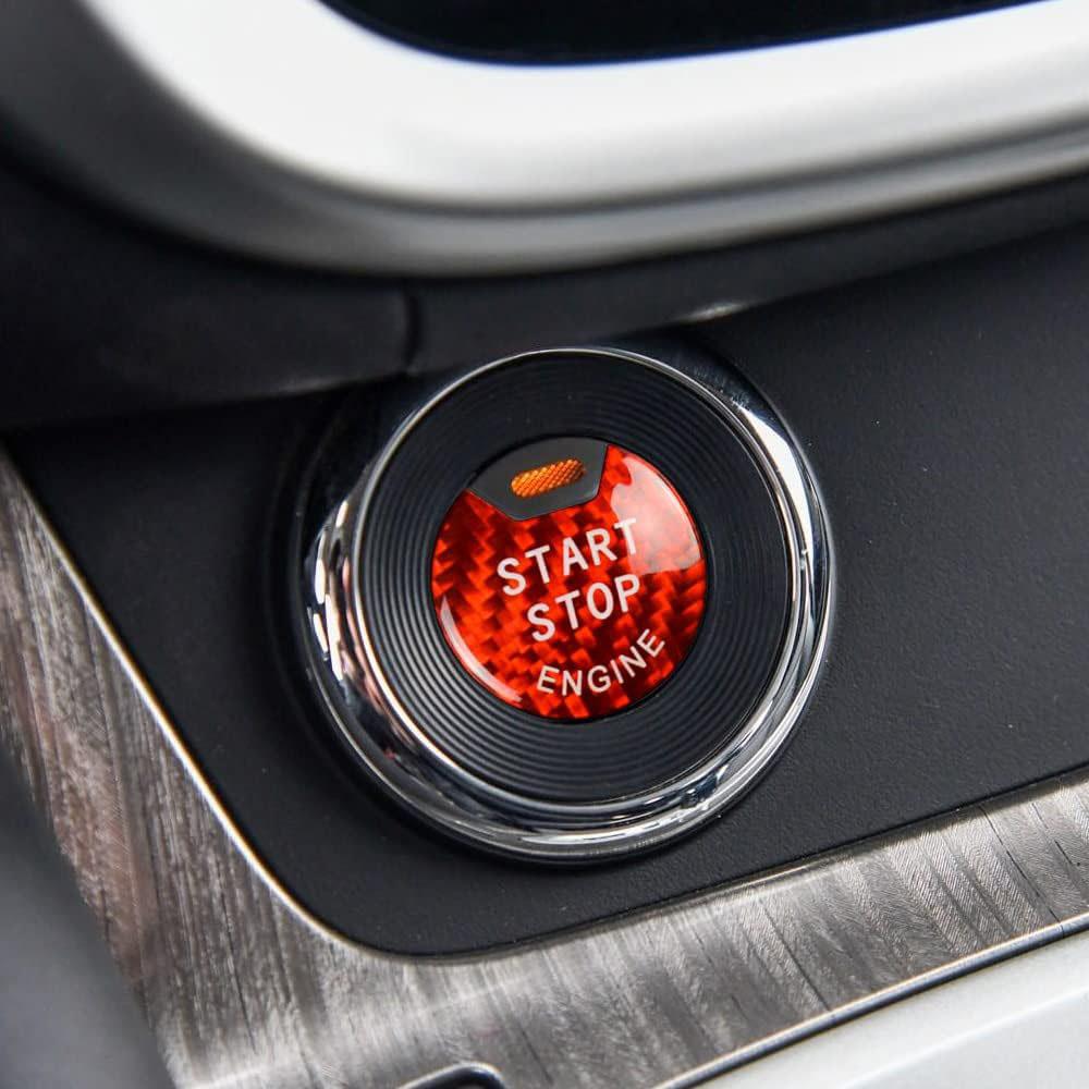 Red Carbon Fiber Engine Start Stop Push Button Cover For Infiniti Nissan 2011-19