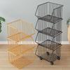 Fruit Vegetable Storage Basket,4 Tier Stackable Metal Wire Storage Baskets with Wheels,Fruit Vegetable Produce Basket Organizer Bins