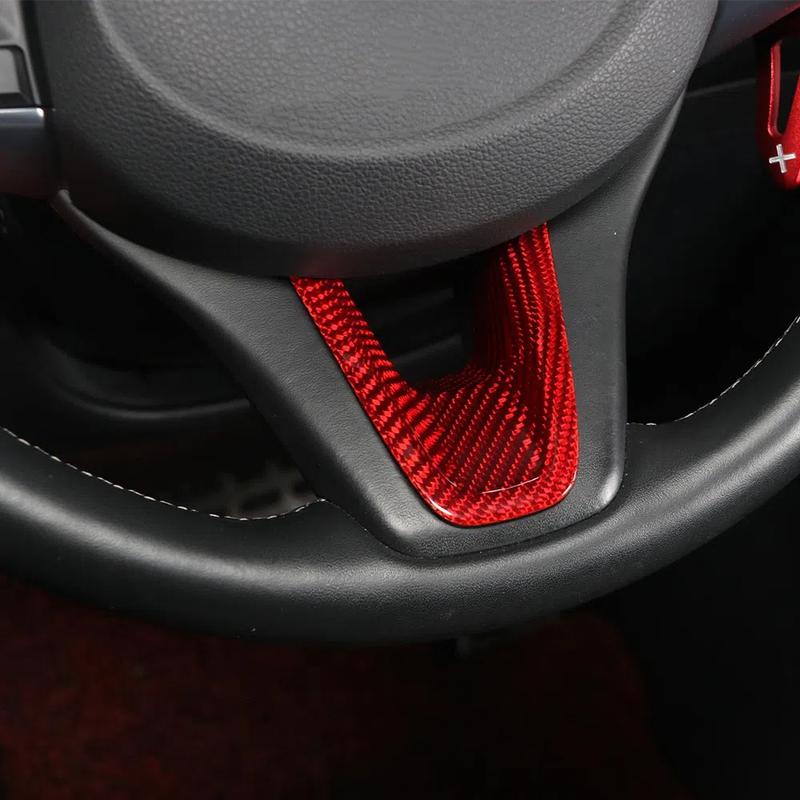 Red Red Carbon Fiber Steering Wheel Center Trim Cover For Genesis G70 2017 2018 G80 +