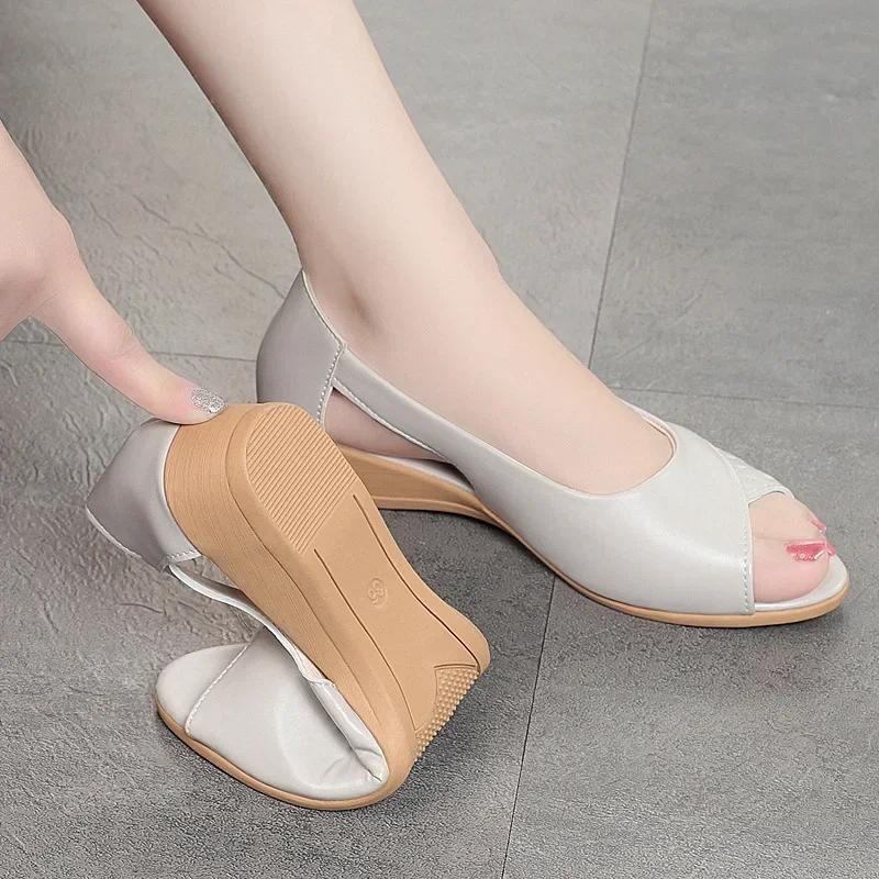 Модные женские босоножки на толстой танкетке с открытым носком 2024 года, летняя новая спортивная повседневная обувь с открытым носком, женская обувь для прогулок, вечерние женские сандалии Zapatos